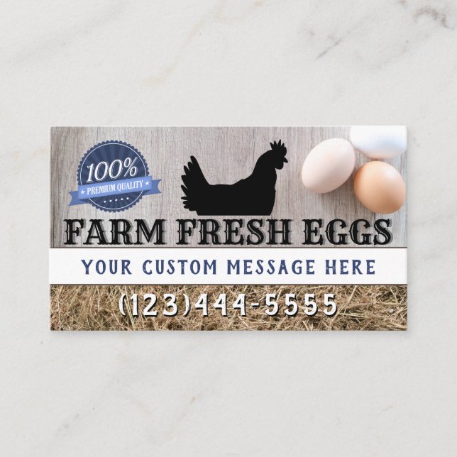 Farm Fresh Premium Quality Chicken Eggs Modern Business Card (Front)