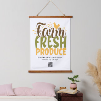 Farm fresh produce, custom business hanging tapestry