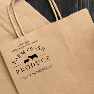 Farm Fresh Produce Pig Cow Farmers Market Add Name Rubber Stamp