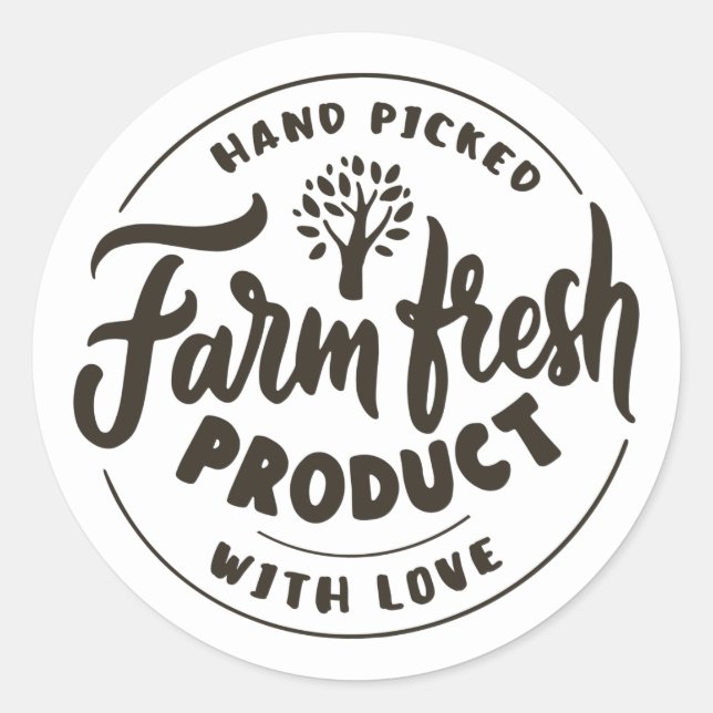 farm fresh product food word art classic round sticker (Front)