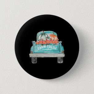 Farm Fresh Pumpkin Cute Truck Happy Autumn Fall Th 6 Cm Round Badge