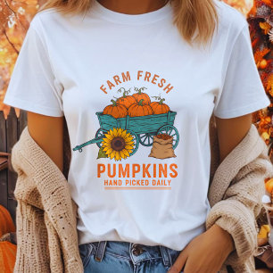Farm Fresh Pumpkin Farmers Halloween Pumpkins Cart T-Shirt