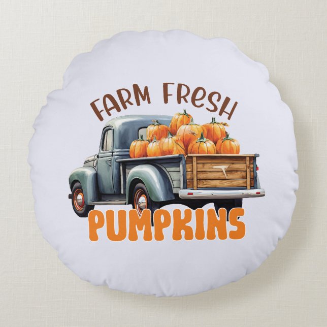 Farm Fresh Pumpkin Round Cushion (Front)