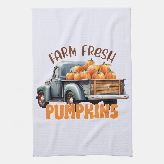 Farm Fresh Pumpkin Tea Towel (Vertical)