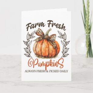 Farm Fresh Pumpkins Coquette Bow Autumn Fall Thank Card