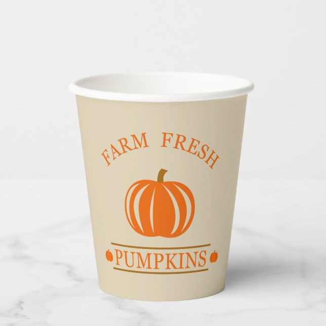 Farm fresh pumpkins fall autumn paper cups (Front)