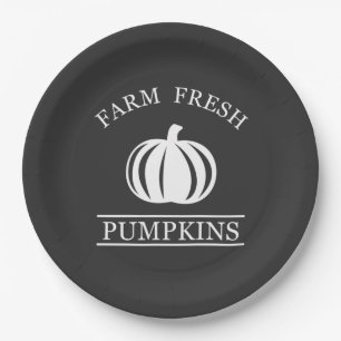 Farm fresh pumpkins fall autumn paper plate