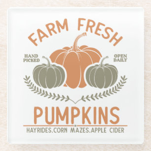 Farm Fresh Pumpkins   Hand Picked Glass Coaster