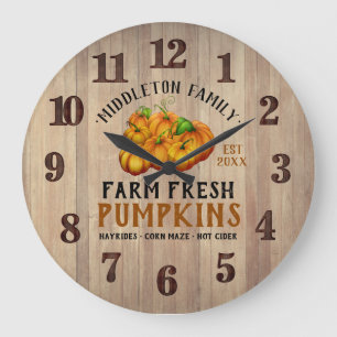 Farm Fresh Pumpkins Large Clock