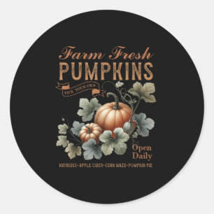 Farm Fresh Pumpkins Retro Fall Autumn Harvest Pump Classic Round Sticker