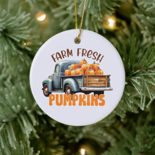 Farm Fresh Pumpkins – Rustic Truck Ceramic Ornament