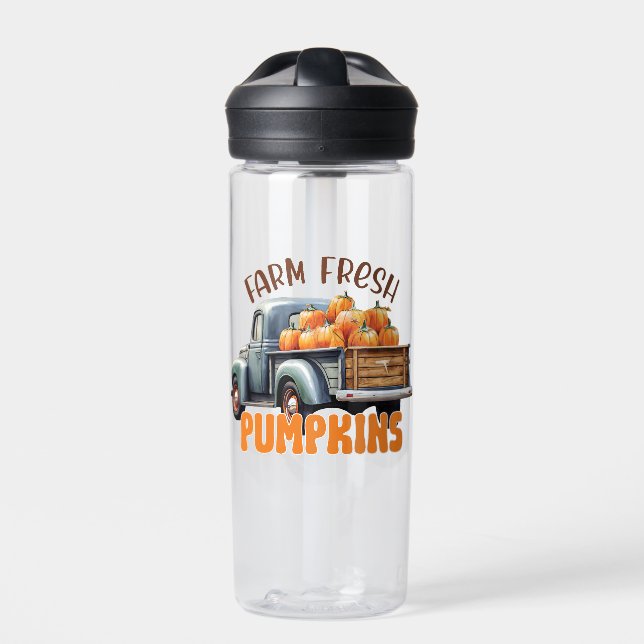 Farm Fresh Pumpkins – Rustic Truck Water Bottle (Front)
