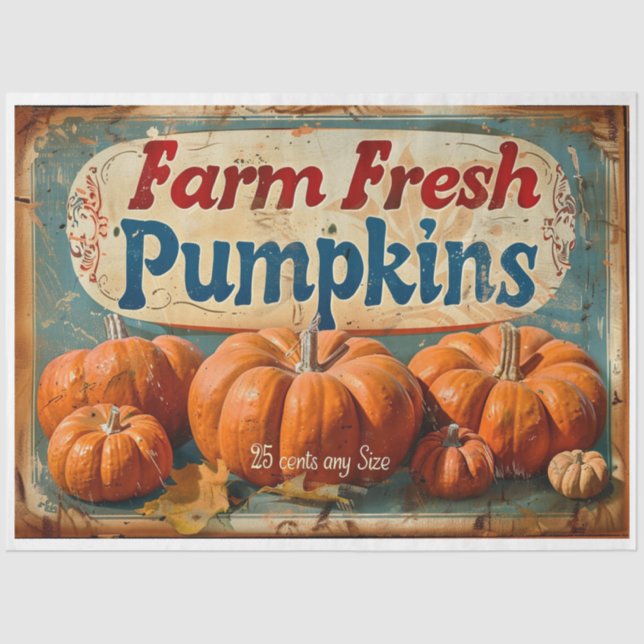 Farm Fresh Pumpkins Sign Tissue Paper (Front)