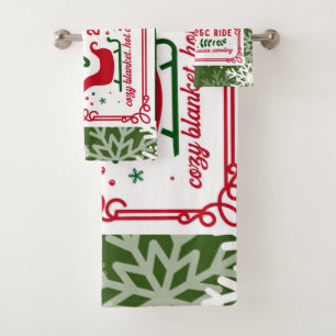 Farm Fresh Sleigh Rides Snowflakes Bath Towel Set