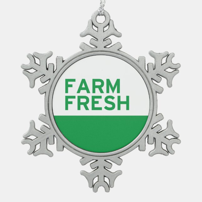 Farm Fresh Snowflake Pewter Christmas Ornament (Front)