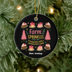 Farm Fresh Sprinkles Bliss With A Kiss Christmas Ceramic Ornament