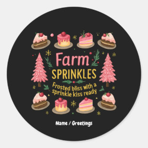Farm Fresh Sprinkles Bliss With A Kiss Christmas Classic Round Sticker