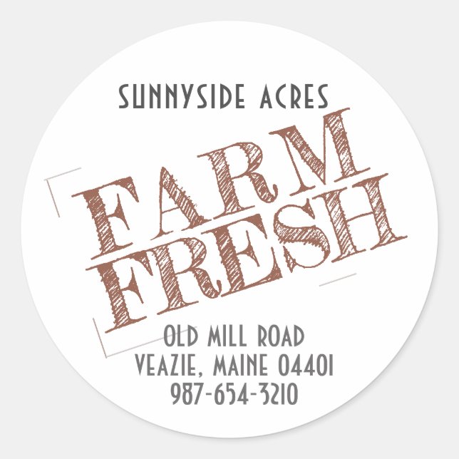 FARM FRESH 'STAMP' Faded Red on White Classic Roun Classic Round Sticker (Front)