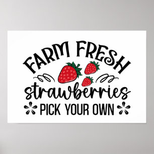 Farm fresh strawberries vendors poster