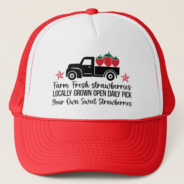 Farm fresh strawberries vendors trucker hat (Front)