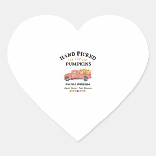 FARM FRESH, THANKSGIVING, OLD RED TRUCK PUMPKIN PA HEART STICKER