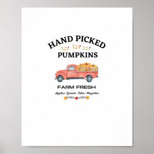 FARM FRESH, THANKSGIVING, OLD RED TRUCK PUMPKIN PA POSTER