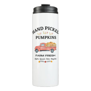FARM FRESH, THANKSGIVING, OLD RED TRUCK PUMPKIN PA THERMAL TUMBLER