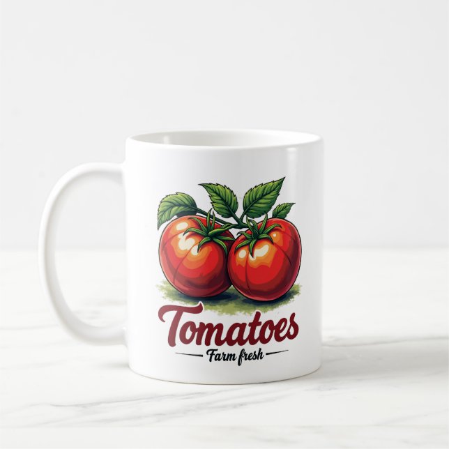 Farm Fresh Tomatoes Ceramic Coffee Mug (Left)