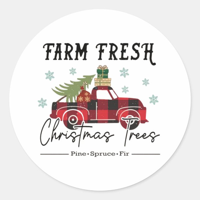 Farm Fresh Trees Christmas Classic Round Sticker (Front)