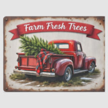 Farm Fresh Trees Vintage Red Truck Holiday Tissue