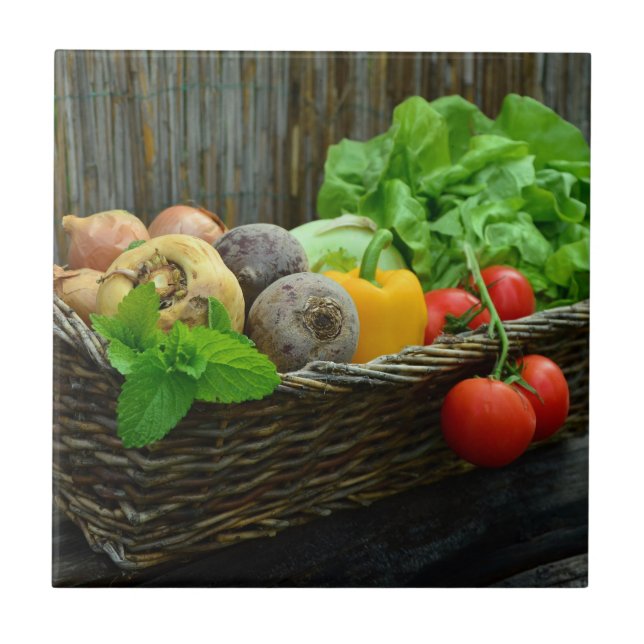 Farm Fresh Vegetables Ceramic Tile (Front)