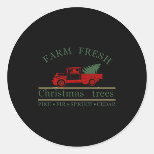 Farm Fresh Vintage Clic Truck Ne Trees Classic Round Sticker