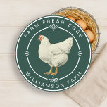 Farm Fresh Vintage Hen Eggs Carton Dark Green Classic Round Sticker<br><div class="desc">Rustic and simple egg carton labels with the text fresh farm eggs and your business name in white modern typography on a dark green background, a stylish vintage hen print and pretty decorative elements. Simply add your homestead name to the label. Exclusively designed for you by Happy Dolphin Studio. If...</div>