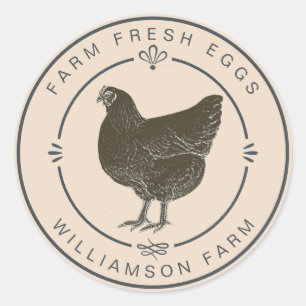 Farm Fresh Vintage Hen Eggs Carton Offwhite Classic Round Sticker