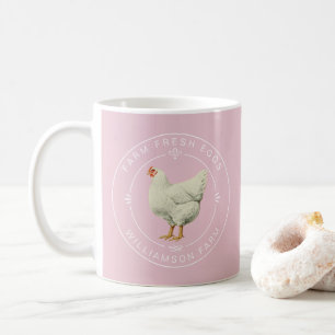 Farm Fresh Vintage Hen Eggs Carton Parfait Pink Coffee Mug