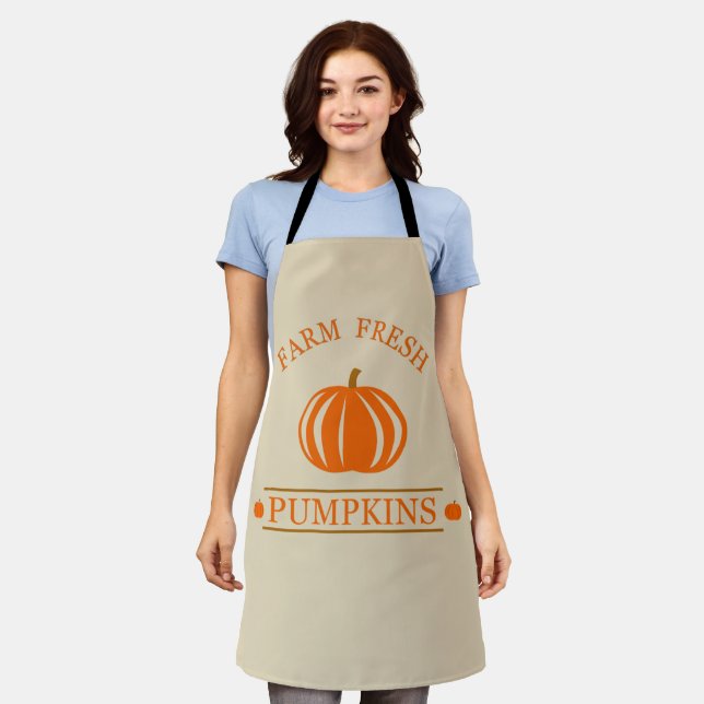 Farm fresh watercolor pumpkin fall autumn apron (Worn)