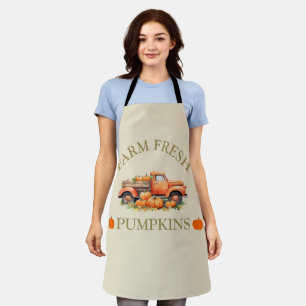 Farm fresh watercolor pumpkins fall autumn apron