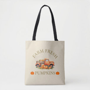 Farm fresh watercolor pumpkins fall autumn tote bag