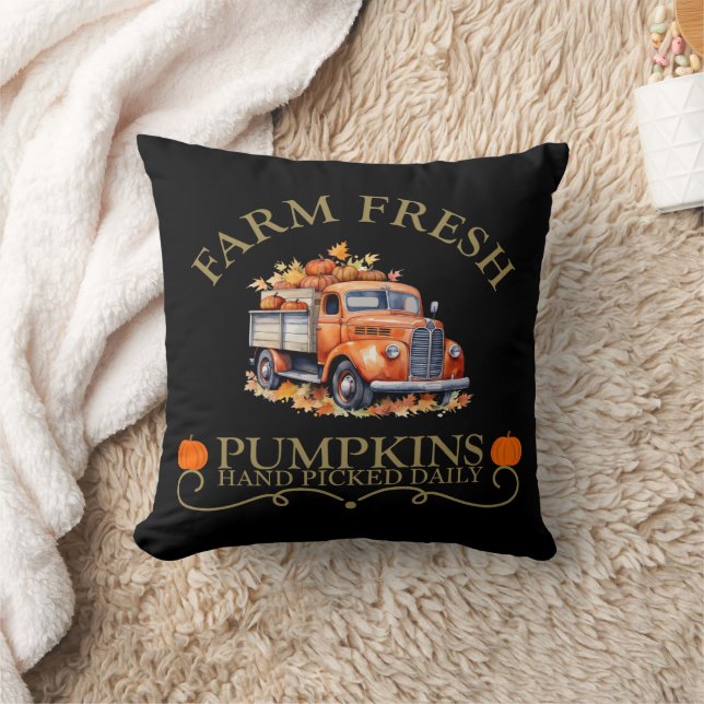Farm fresh watercolor pumpkins leaves fall autumn cushion (Blanket)