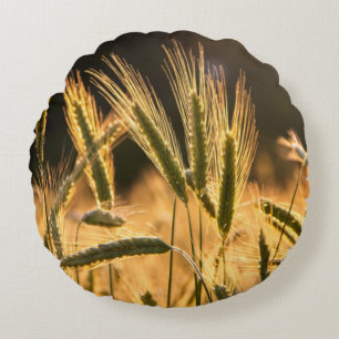 Farm Fresh Wheat Field Round Cushion
