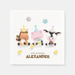Farm Friends Animal Birthday Party Paper Napkin