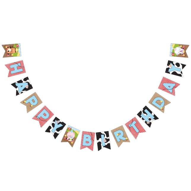 Farm Friends Birthday Party Bunting Flags Banner (All)