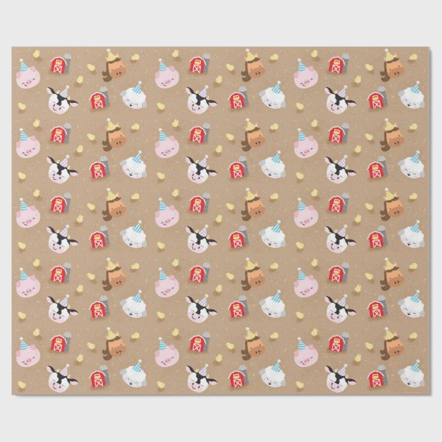 Farm Friends Birthday Party  Wrapping Paper (Flat)