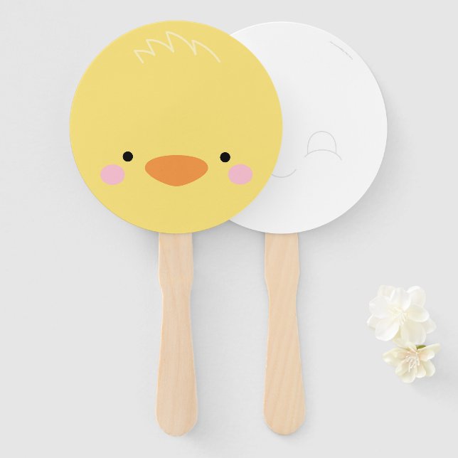 Farm Friends Chick Hand Fan with Draw-a-Face Back (Front and Back)