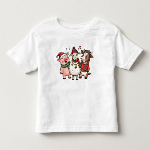 Farm Friends Christmas Carolers - Adorable Holiday Toddler T-Shirt