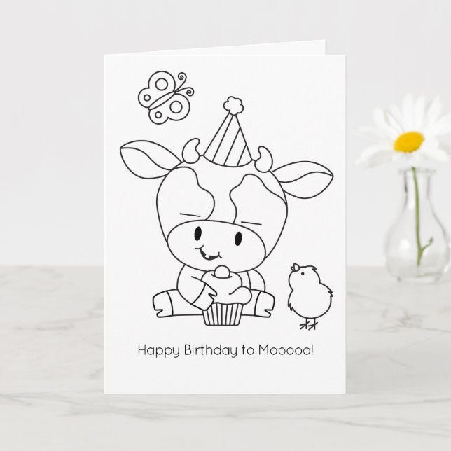 Farm Friends Colour-It-Yourself Cow Greeting Card (Small Plant)