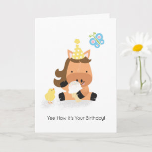 Farm Friends Perky Pony Happy Birthday Greeting Card