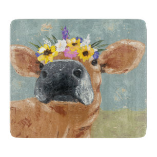 Farm Fun - Cow with Flower Crown Cutting Board