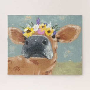 Farm Fun - Cow with Flower Crown Jigsaw Puzzle