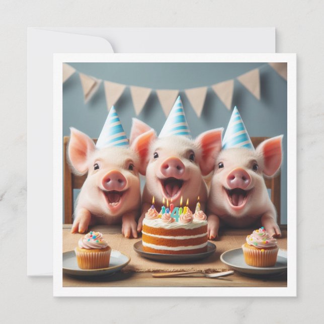 Farm fun Pig birthday invitations, Petting zoo Invitation (Front)